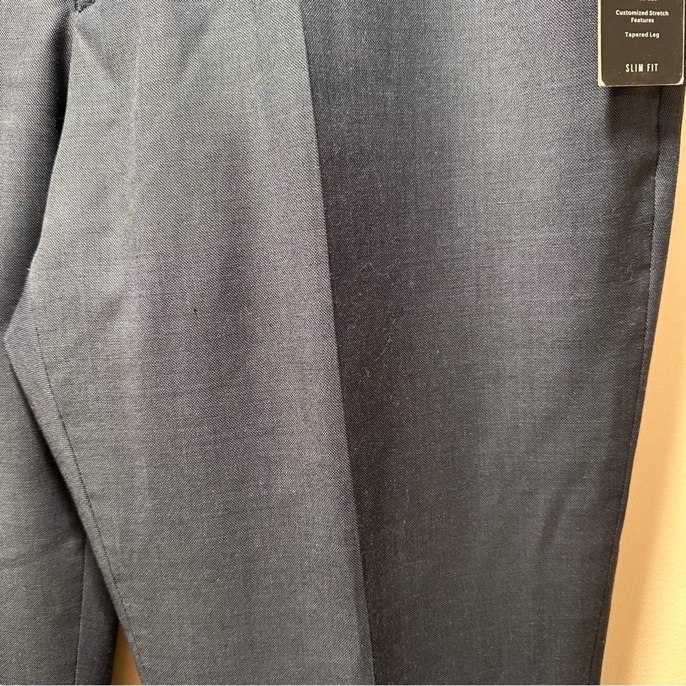 NWT Original Penguin Men’s Dress Pants Blue Shark Wool Slim Fit Stretch 36x32 - Picture 6 of 16